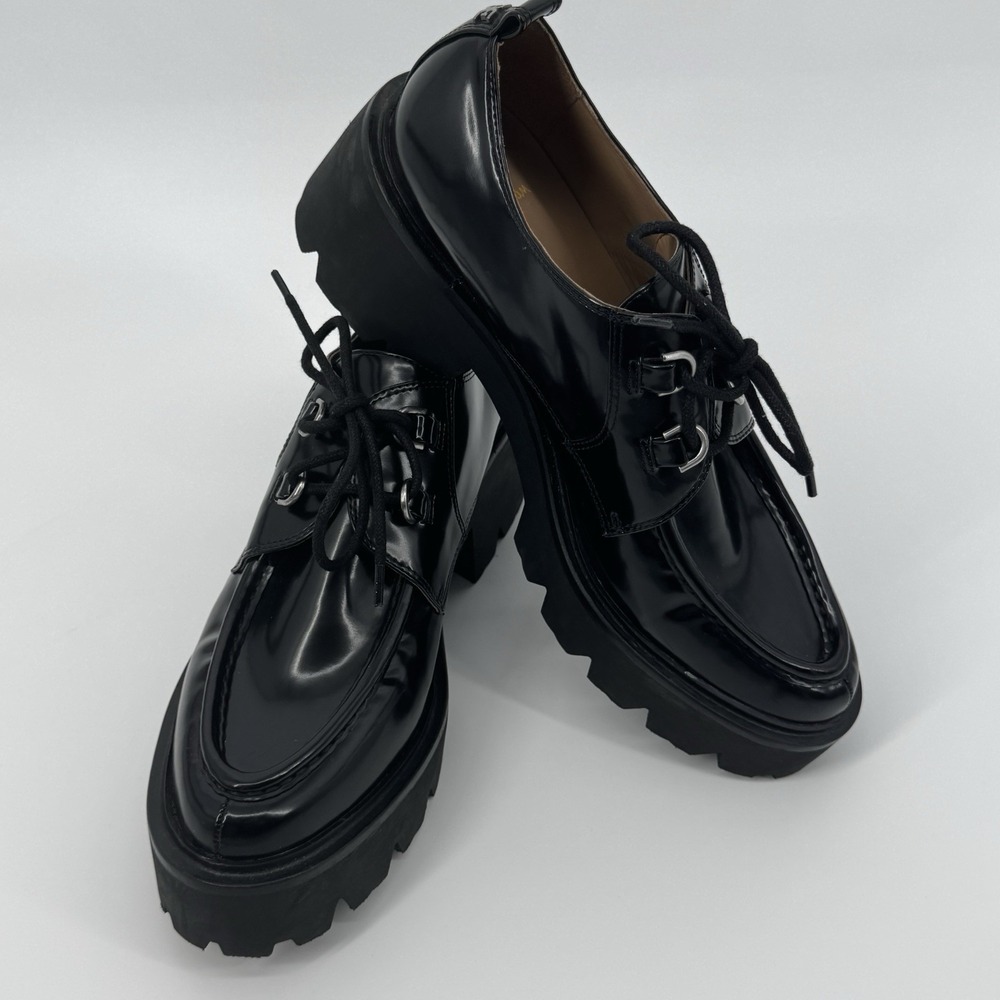 Sam Edelman Monna Platform Loafers Black  Chunky Lug Sole Oxfords Women 10.5